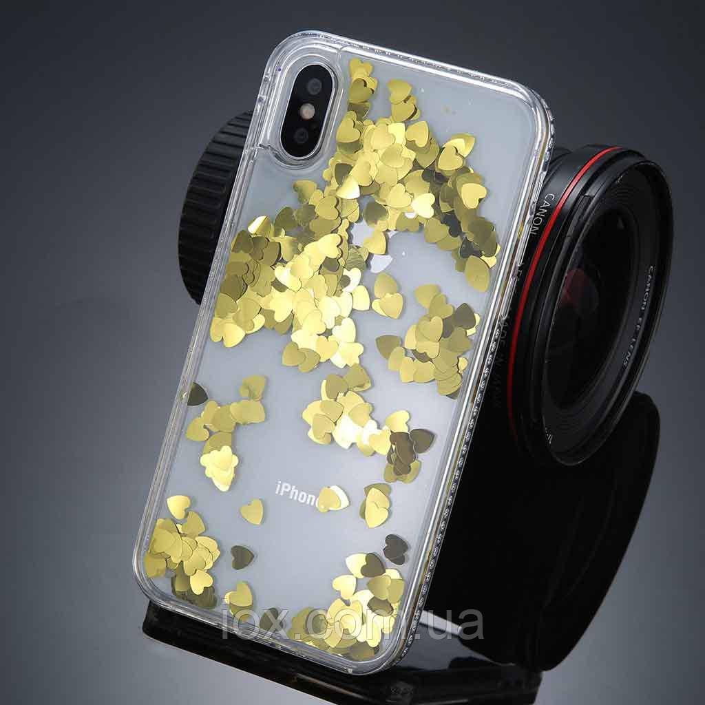Пластиковий чохол з плаваючими сердечками для iPhone X/XS