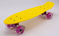 Скейтборд пластиковый Penny LED WHEELS FISH 22in со светящимися колесами (желтый-фиолет)