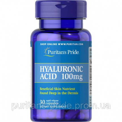 Гіалуронова кислота, Puritan's Pride Hyaluronic Acid 100 mg 30 Capsules, фото 2