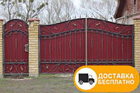 Ворота з хвірткою з профнастилом, код: Р-0148