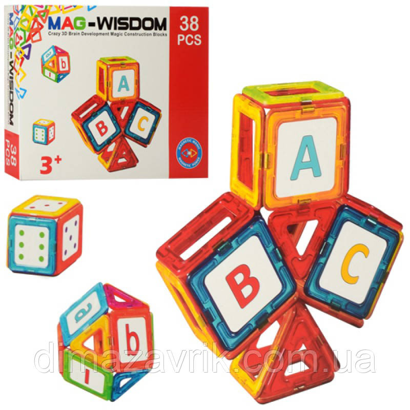 Магнітний конструктор KB04114 38 деталі, фото 1