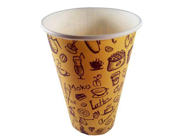 Одноразовые бумажные стаканы с рисунком 500 мл "Кофе Тайм" Маэстро, 35 шт/пач - фото 1 - id-p510511663