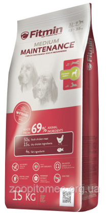 Fitmin dog medium maintenance Фитмин Корм для собак середніх та великих порід з середньою активністю, 15 кг (+2 кг)