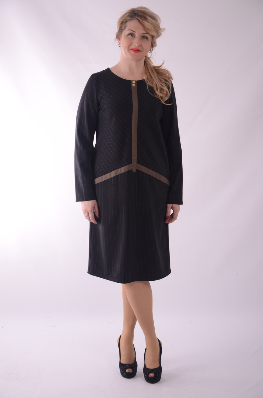 Платье черное деловое стильное балон боталы Пл 164-1 , 50,52,54,56 - фото 3 - id-p687297921