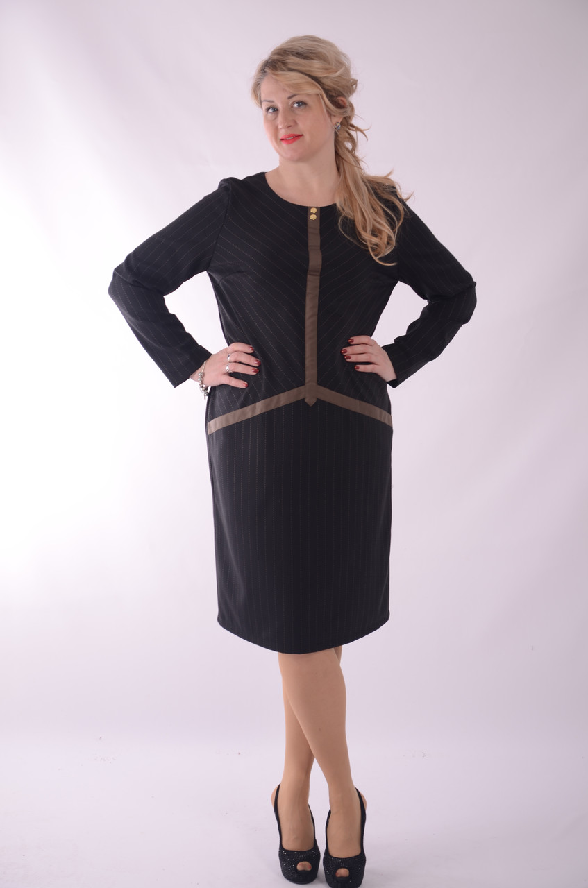 Платье черное деловое стильное балон боталы Пл 164-1 , 50,52,54,56 - фото 2 - id-p687297921