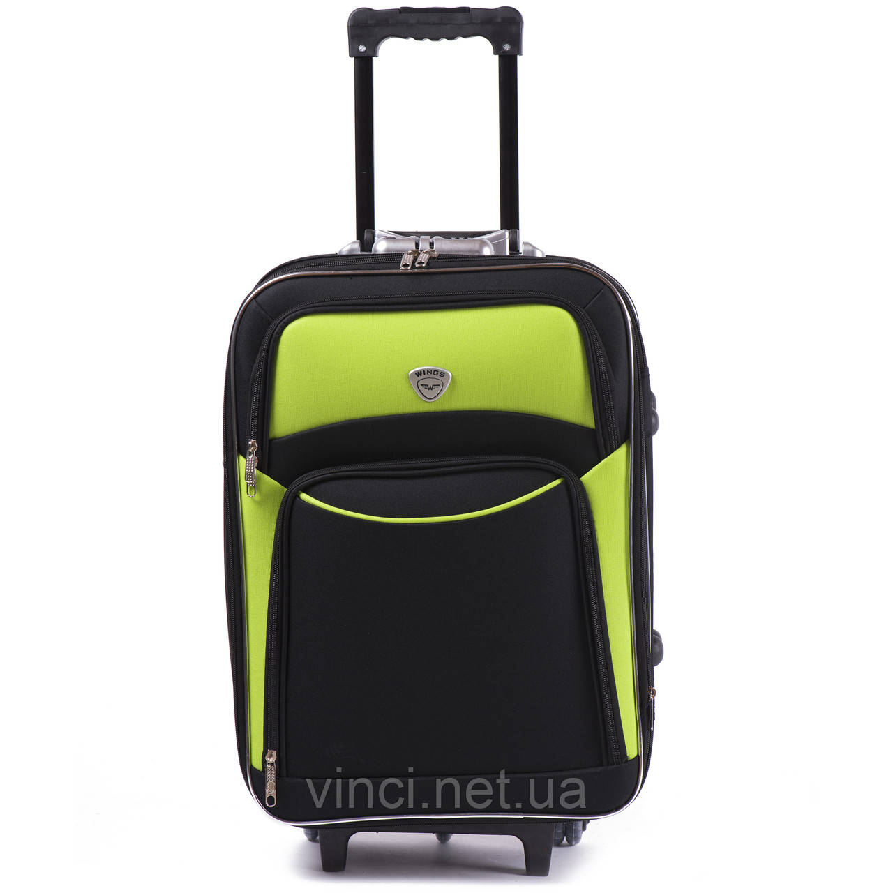 Чемодан дорожній Wings 102 ,малий 34л чорно-салатовий, валіза на колесах !, фото 1
