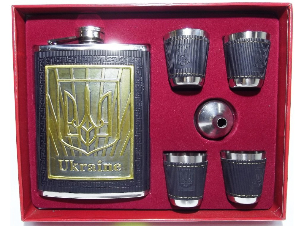 Набір: фляга + 4 чарки + лійка. Об'єм фляги: 240 мл, фото 1
