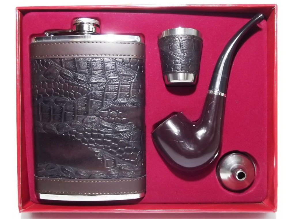 Набір: фляга + чарка + трубка + лійка. Об'єм фляги: 270 мл, фото 1