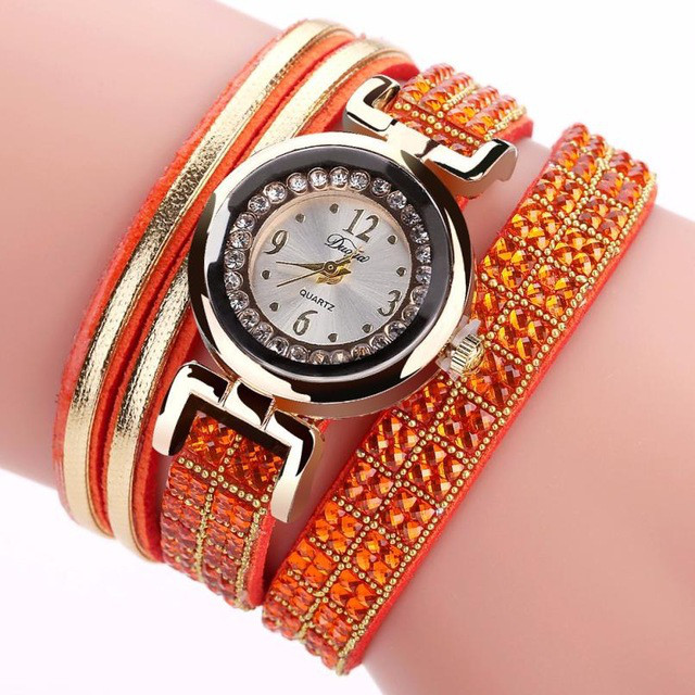Женские часы браслет с оранжевым браслетом - фото 1 - id-p687346245