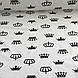 Бавовняна тканина польська чорні корони на білому (0248), фото 2
