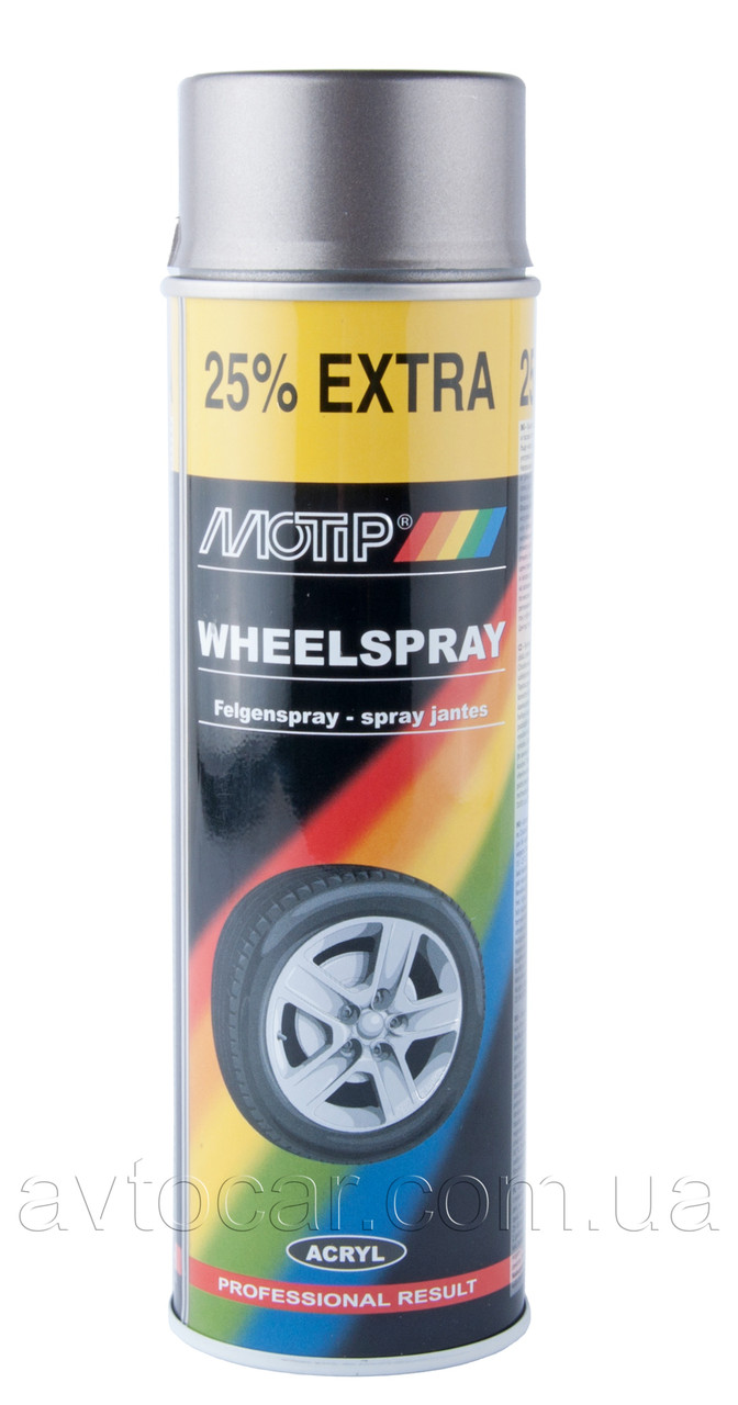 Краска для дисков стальная MOTIP Wheel Spray (аэрозоль 500мл.) 04010IG ...