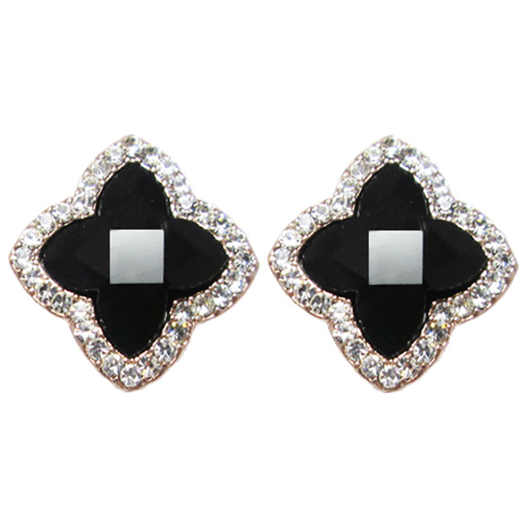 Сережки під Золото Чорні Хрест зі Стразами, Замок Італійський, 18 мм*18 мм, фото 1