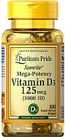 Вітамін Д3, Vitamin D3 5000 ME, Puritan's Pride, 100 капсул