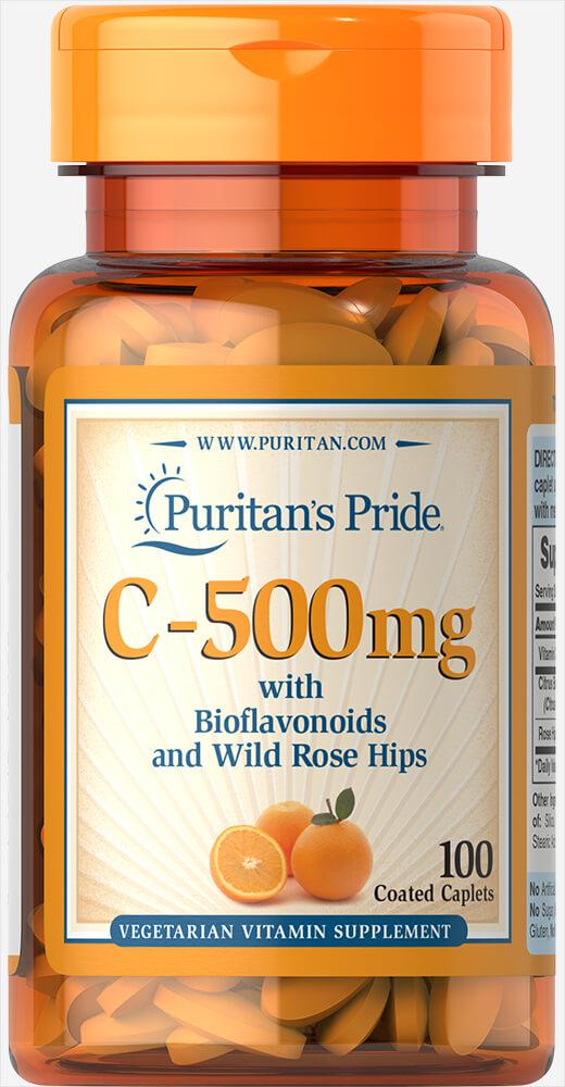 Вітамін С з біофлавоноїдами і шипшиною, Vitamin C-500 mg with Bioflavonoids & Rose Hips, Puritan's Pride.