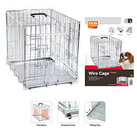 Karlie-Flamingo Wire Cage КАРЛИ-ФЛАМИНГО клетка для собак, двухдверная, с ручкой и выдвижным поддоном 63х43х49