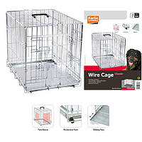 Karlie-Flamingo Wire Cage КАРЛИ-ФЛАМИНГО клетка для собак, двухдверная,с ручкой и выдвижным поддоном 120х76х82