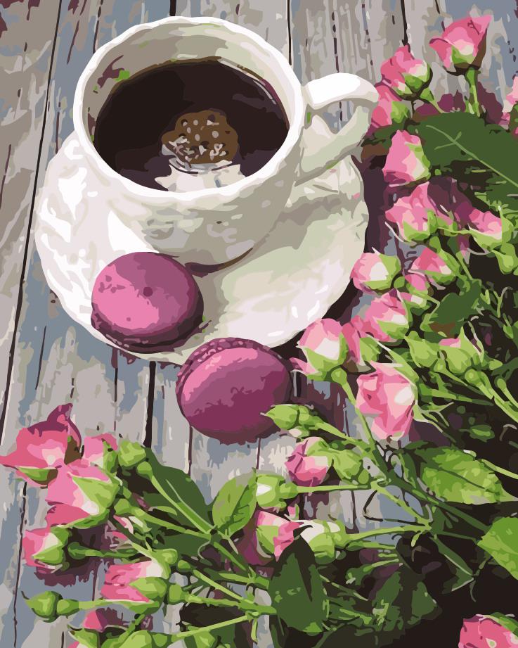 Розмальовка за номерами Кави з макарунами ArtStory AS0129 40 х 50 см, фото 1