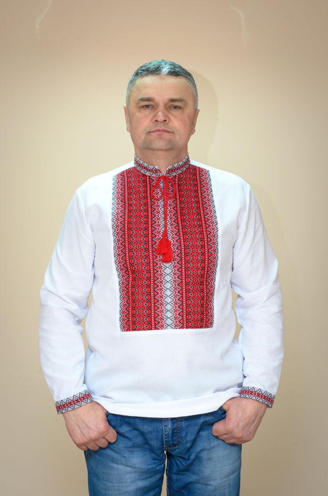 Вишиванка чоловіча Волинські волинські Тіффані червона ткана 54 р. біла