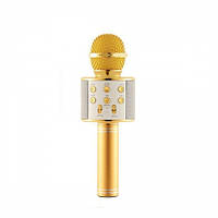 Bluetooth микрофон-караоке WS-858 BLACK/GOLD / ROSE / SILVER с динамиком (колонкой), слотом USB и FM тюнером