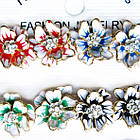 Упаковка 6 пар Сережки Цвяшки Квіти Багатопелюсткові зі стразами, Біжутерія Унісекс, фото 3