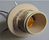 Патрон для люстр крем з різьбленням + провід Е14 GAV 427