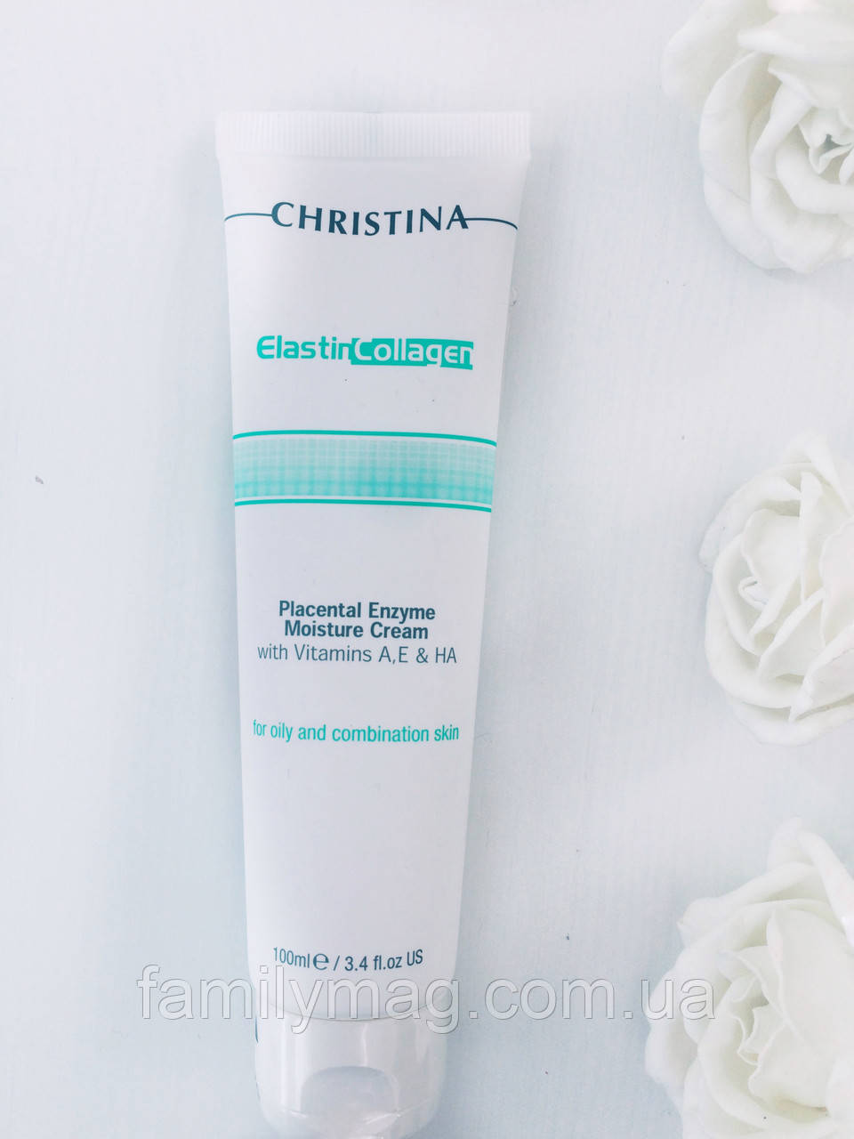 Зволожувальний крем для жирної шкіри, Christina Elastin Collagen With Vitamins A, E&HA Moisture Cream, 100 мл.