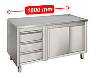 Шафа тумба з ящиками і стільницею з нержавіючої сталі