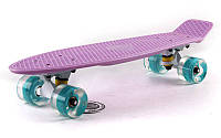 Скейтборд пластиковый Penny LED WHEELS FISH 22in со светящимися колесами (фиол-бел-син)