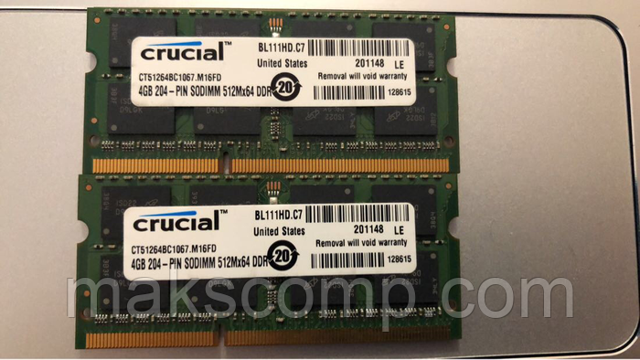 Crucial GB SO-DIMM DDR3 1066 MHz (CT51264BC1067), цена: 600