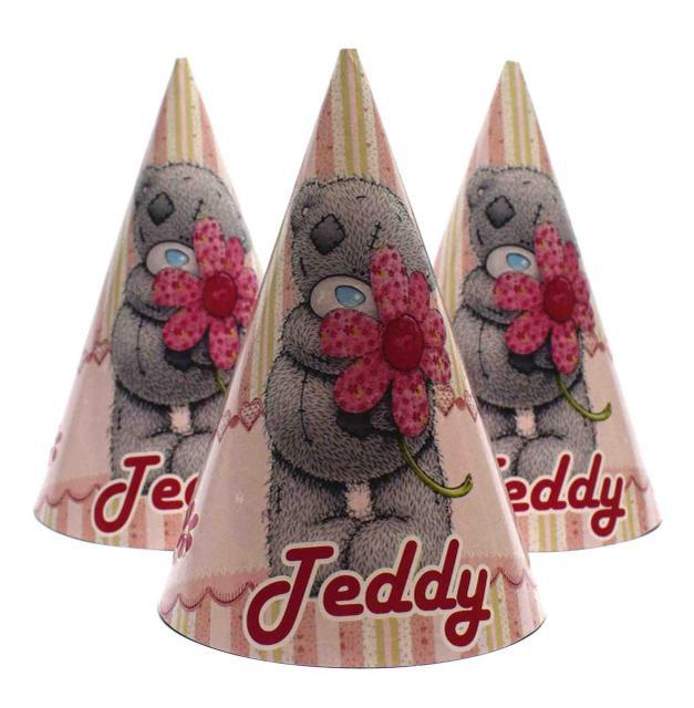 Ковпачки рожеві для дитячого дня народження "Ведмедик Тедді"