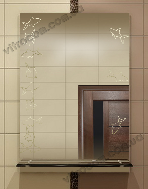 Дзеркало zk-1 з контурним малюнком і полицею 70х50 см