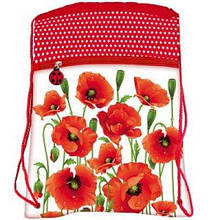 Мішок для взуття зі змійкою JO-15111 "Маки на білому" 39*30см