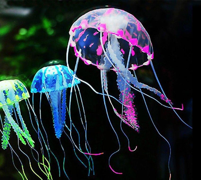 Медуза в аквариум розовая - диаметр шапки около 9,5см, длина около 18см, силикон, (в темноте не светится) - фото 4 - id-p687909566