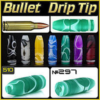 № 297 Bullet 510 Drip Tip Green Mix. Дрип тип в форме пули.