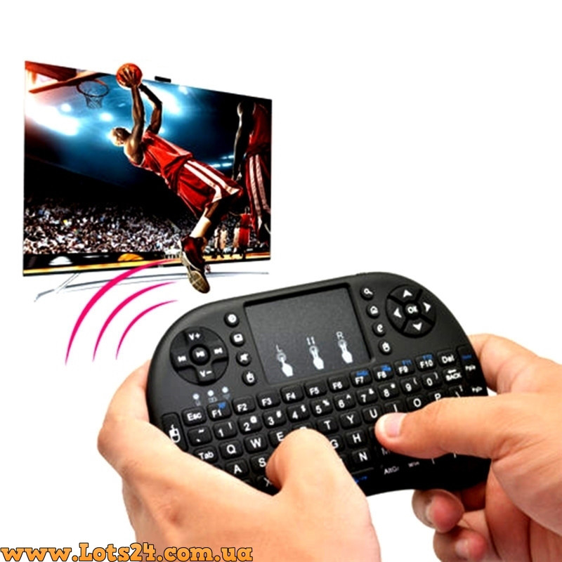 Бездротова клавіатура тачпад Smart TV mini i8 російська англійська пульт на комп'ютер ноутбук телефон планшет Android Windows USB