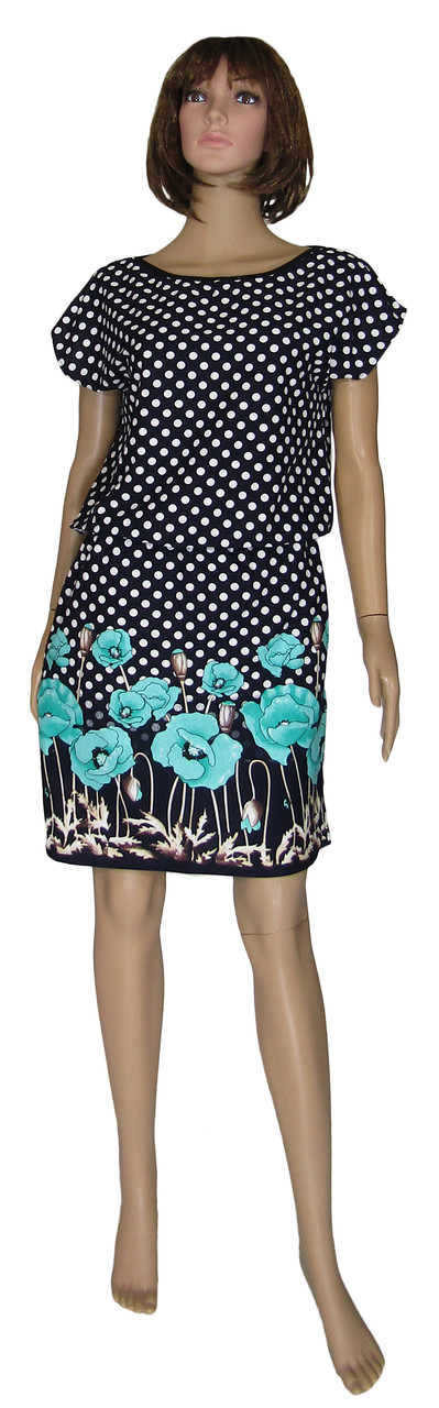 Плаття жіноче літнє 126 Marjana Ментолове Маки котон, р.р.40-54