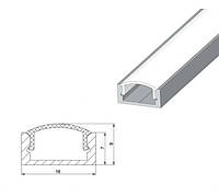 Профиль алюминиевый неанодированный для светодиодной ленты накладной с линзой (комплект)