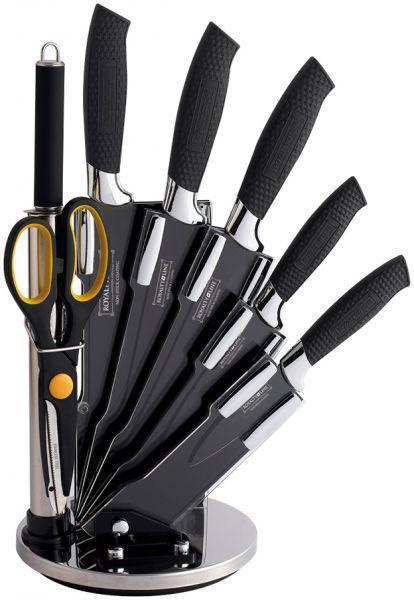 Набір металевих ножів на підставці Royalty Line RL-BLK8W