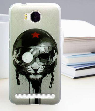 Бампер силіконовий для Huawei Y3ii з картинкою лев в шоломі, фото 1