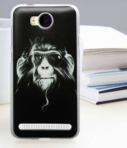 Панель силіконова накладка для Huawei Y3ii з друкованим малюнком мавпа з сигаретою, фото 1