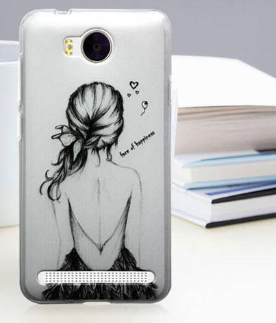 Панель силіконова накладка для Huawei Y3ii з друкованим малюнком дівчина спиною, фото 1