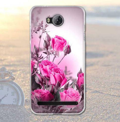 Панель силіконова накладка для Huawei Y3ii з друкованим малюнком рожеві троянди, фото 1