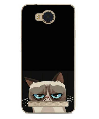 Чохол силіконовий для Huawei Y3ii з картинкою похмурий кіт, фото 1