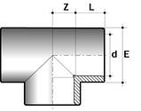 Тройник 90° d. 50x1 1/2" TE42 ПВХ з клейовим/різним з'єднанням, фото 2