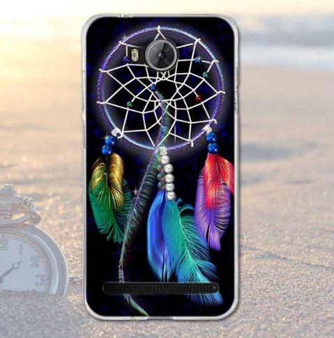 Бампер для Huawei Y3ii з малюнком ловець снів на чорному тлі з пір'ям