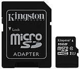 Карта пам'яті Kingston 16GB microSDHC UHS-I Canvas Select 80R class 10+SD Adapter, фото 3