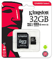 Карта пам'яті Kingston 32GB microSDHC UHS-I Canvas Select 80R class 10+SD Adapter (SDHC/32GB)