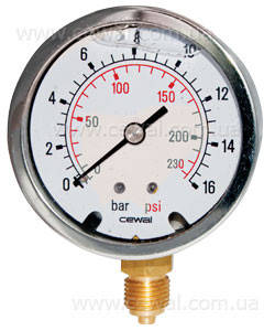 Купить Манометр 0-25 Бар антивибрационный глицериновый ф63 CEWAL ...