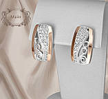 Жіночий срібний набір прикрас із золотими пластинами, набір ювелірний срібний кільце та сережки, фото 6