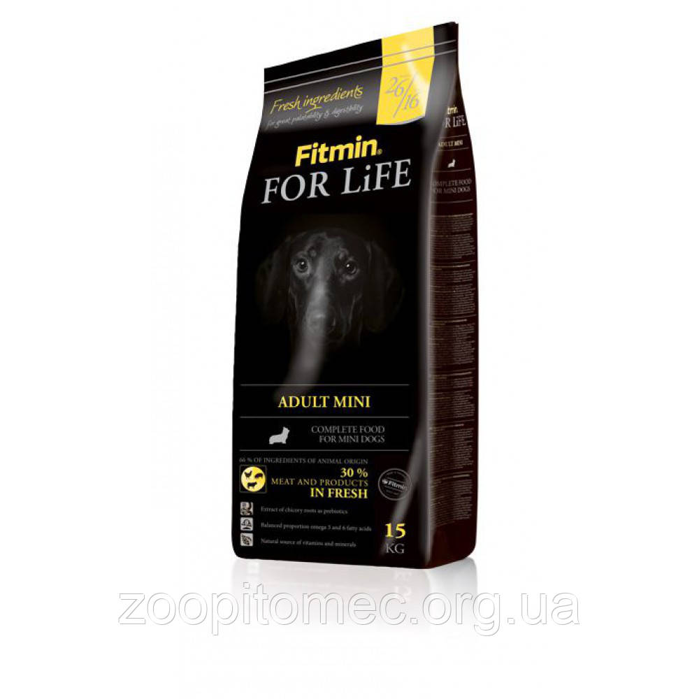 Fitmin dog For Life Adult Mini Фитмин Корм для дорослих собак міні порід, 15 кг